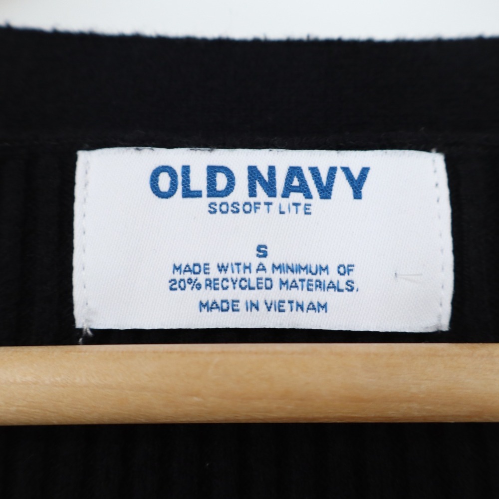 Old Navy SoSoft Lite Ribbed Cardigan Sweater Black V-Neck Button Front Small - Picture 2 of 5